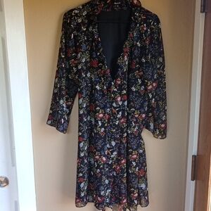 Madewell Mini Wrap Dress Floral Long Sleeve Light Weight Size M